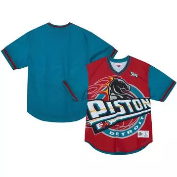 Мужская красная футболка Mitchell & Ness Detroit Pistons Jumbotron 3.0 с v-образным вырезом