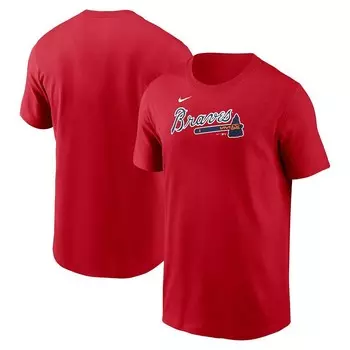 Мужская красная футболка Nike Atlanta Braves Fuse Wordmark, цвет Brv Red
