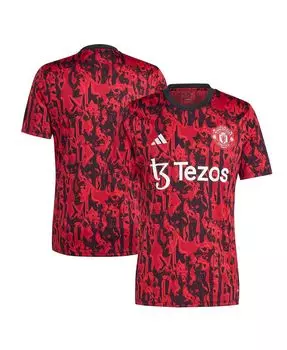 Мужская красная футболка перед матчем Манчестер Юнайтед 2023/24 adidas