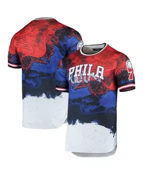 Мужская красная футболка royal philadelphia 76ers americana dip dye Pro Standard, мульти