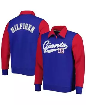 Мужская красная футболка Royal с молнией в четверть New York Giants Aiden Tommy Hilfiger