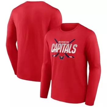 Мужская красная футболка с длинным рукавом с логотипом Washington Capitals Fanatics