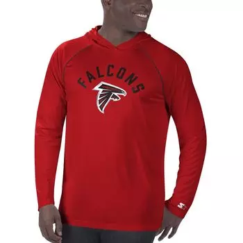 Мужская красная футболка с капюшоном и длинными рукавами реглан Atlanta Falcons Starter