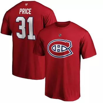 Мужская красная футболка с логотипом Carey Price команды Montreal Canadiens с аутентичным именем и номером Stack Fanatics