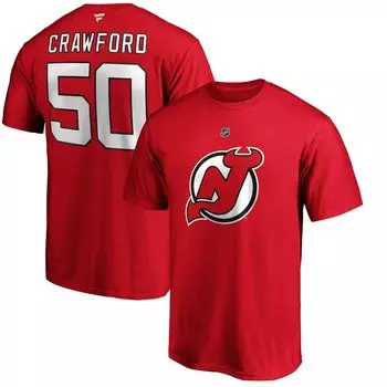 Мужская красная футболка с логотипом Corey Crawford New Jersey Devils с аутентичным именем и номером Stack Fanatics