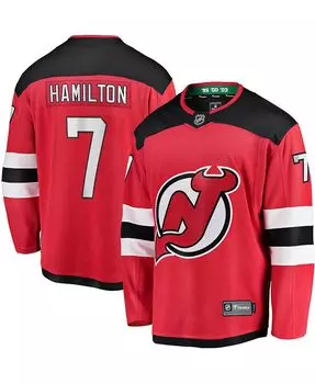 Мужская красная футболка с логотипом Dougie Hamilton New Jersey Devils Home Premier Breakaway Player Fanatics, красный