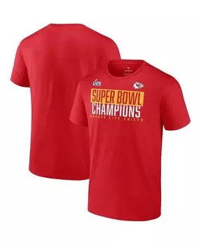 Мужская красная футболка с логотипом Kansas City Chiefs Super Bowl LVII Champions из пенопласта на пальцах Fanatics, цвет Red