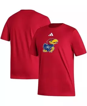 Мужская красная футболка с логотипом Kansas Jayhawks Fresh Adidas, красный