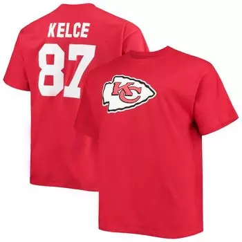 Мужская красная футболка с логотипом Travis Kelce Kansas City Chiefs Big & Tall с именем и номером игрока Fanatics