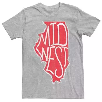 Мужская красная футболка штата Иллинойс с рисунком Midwest Inside Licensed Character