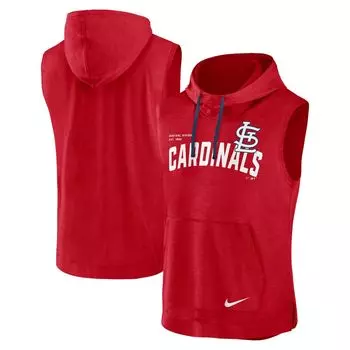 Мужская красная футболка St. Louis Cardinals Athletic без рукавов с капюшоном Nike
