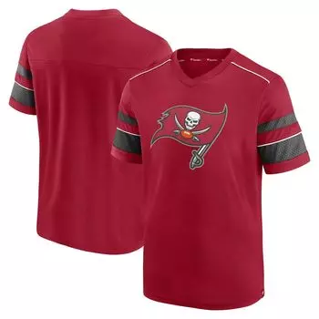 Мужская красная футболка Tampa Bay Buccaneers с фактурной надписью Hashmark и v-образным вырезом Fanatics
