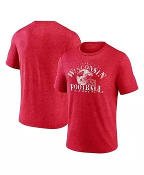 Мужская красная футболка Wisconsin Badgers с логотипом Hometown Tri-Blend Fanatics, красный