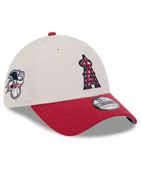 Мужская красная гибкая кепка Los Angeles Angels 2024 Четвертое июля 39THIRTY New Era, бежевый