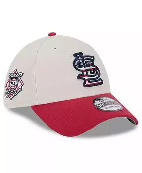 Мужская красная гибкая кепка St. Louis Cardinals 2024, четвертое июля 39THIRTY New Era, бежевый