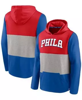 Мужская красная и королевская толстовка с капюшоном philadelphia 76ers linear logo comfy colorblock tri-blend Fanatics, мульти