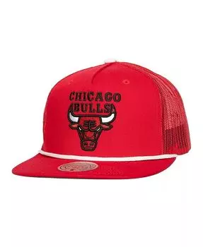 Мужская красная кепка Chicago Bulls Roper Meshback Trucker Snapback Mitchell & Ness, красный
