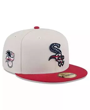 Мужская красная кепка Chicago White Sox 2024 Четвертое июля 59FIFTY Облегающая шляпа New Era, бежевый