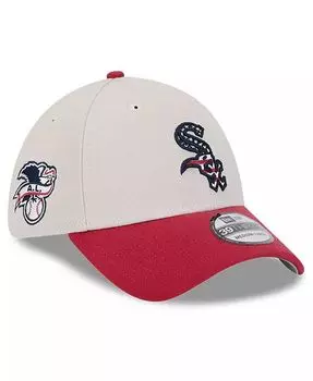 Мужская красная кепка Chicago White Sox 4 июля 39THIRTY Flex Hat 2024 г New Era, бежевый