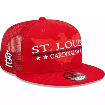 Мужская красная кепка New Era St. Louis Cardinals Patriot Trucker 9FIFTY Snapback