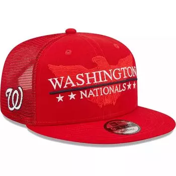 Мужская красная кепка New Era Washington Nationals Patriot Trucker 9FIFTY Snapback