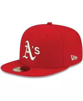 Мужская красная кепка с логотипом Oakland Athletics 59FIFTY белого цвета New Era