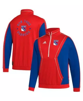 Мужская красная классическая куртка с молнией до половины New York Rangers Team adidas