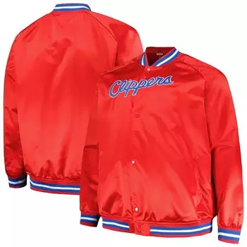 Мужская красная куртка Mitchell & Ness LA Clippers из твердой древесины Classics с надписью реглан на кнопках, цвет Clp Red
