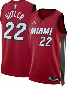 Мужская красная майка Jordan Miami Heat Джимми Батлера № 22 Dri-FIT Swingman