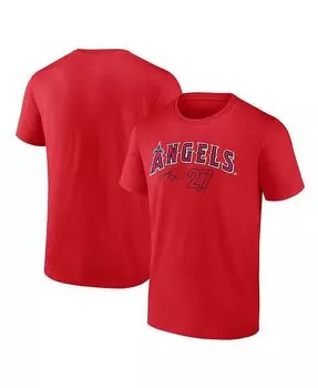 Мужская красная мужская футболка с именем и номером игрока команды Mike Trout Los Angeles Angels Fanatics, красный