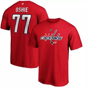 Мужская красная мужская футболка с именем и номером команды Washington Capitals TJ Oshie Fanatics