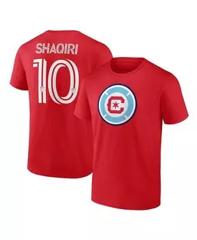 Мужская красная мужская футболка с логотипом Xherdan Shaqiri Chicago Fire Authentic Stack с именем и номером Fanatics, красный