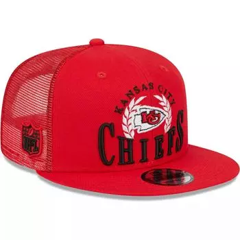 Мужская красная мужская кепка New Era Kansas City Chiefs Collegiate Trucker 9FIFTY Snapback