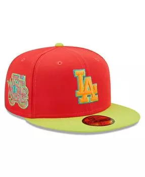 Мужская красная, неоново-зеленая шляпа Los Angeles Dodgers 1978 World Series Lava Highlighter Combo 59FIFTY. New Era