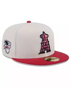 Мужская красная облегающая шляпа Los Angeles Angels 2024 Четвертого июля 59FIFTY New Era, бежевый