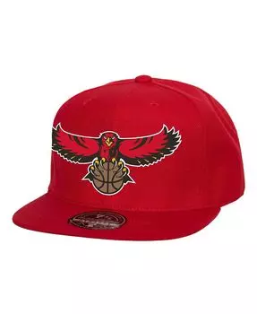Мужская красная приталенная кепка Atlanta Hawks Hardwood Classics MVP Team Ground 2.0 Mitchell & Ness