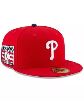 Мужская красная приталенная кепка Philadelphia Phillies National Baseball Fame 59FIFTY New Era, красный