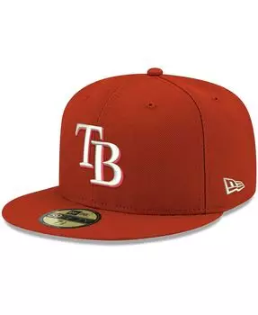 Мужская красная приталенная кепка с логотипом Tampa Bay Rays, белая 59FIFTY New Era