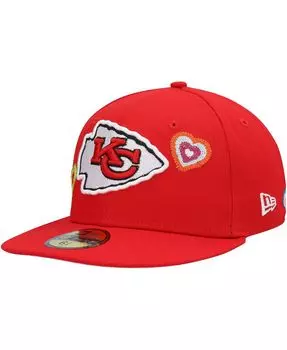 Мужская красная приталенная шляпа Kansas City Chiefs Chain Stitch Heart 59Fifty New Era