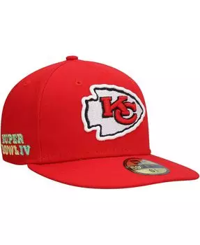 Мужская красная приталенная шляпа Kansas City Chiefs Super Bowl IV Citrus Pop 59FIFTY New Era