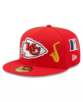 Мужская красная приталенная шляпа Kansas City Chiefs Team Local 59FIFTY New Era