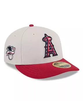 Мужская красная приталенная шляпа Los Angeles Angels 4 июля 59FIFTY с низким профилем New Era, бежевый
