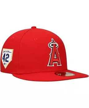 Мужская красная приталенная шляпа Los Angeles Angels Jackie Robinson Day Side Patch 59FIFTY New Era, красный