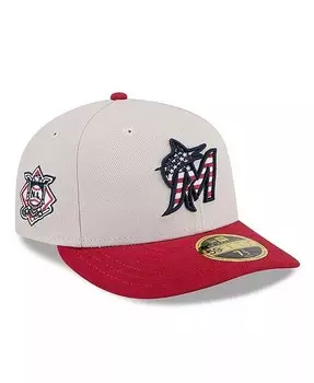Мужская красная приталенная шляпа Miami Marlins 2024 Fourth of июля 59FIFTY New Era, бежевый