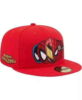 Мужская красная приталенная шляпа с изображением Человека-паука 59FIFTY New Era, красный