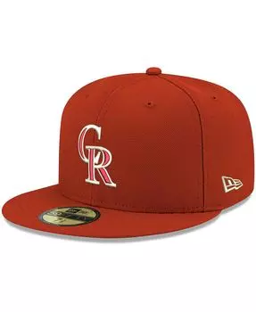 Мужская красная приталенная шляпа с логотипом Colorado Rockies 59Fifty New Era