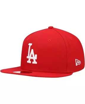 Мужская красная приталенная шляпа с логотипом Los Angeles Dodgers белая 59FIFTY New Era