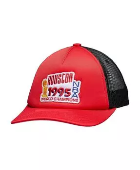 Мужская красная регулируемая кепка Houston Rockets 1995 NBA Finals Champions Hardwood Classics Trucker Snapback Mitchell & Ness