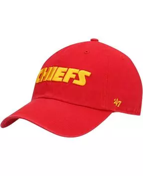 Мужская красная регулируемая кепка Kansas City Chiefs Clean Up Script '47 Brand