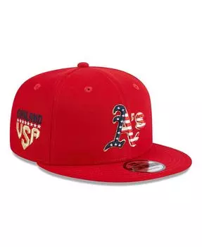 Мужская красная регулируемая кепка Snapback Oakland Athletics 2023 Fourth июля 9FIFTY New Era